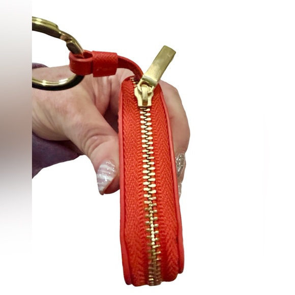 New Tory Burch Robinson Zip Coin Wallet – Orange Saffiano Leather - Picture 3 of 9